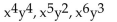 <strong>Determine the greatest common factor for the group of terms. </strong> A) xy B) C) D)