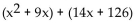 <strong>Factor the GCF from each term in the expression. x(x + 9) + 14(x +9)</strong> A) 9x(x + 14) B) (x +9)(x + 14) C) 14x(x +9) D)