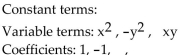 <strong>For the given expression, identify the terms and the numerical coefficients. </strong> A) B) C) D)
