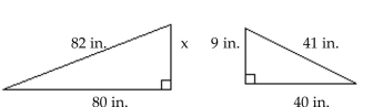 The following figures are similar. For the pair, find the length of the side indicated by x. -