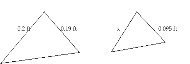 The following figures are similar. For the pair, find the length of the side indicated by x. -