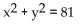 <strong>Write the equation of the circle with the given center and radius. Center (0, 0),radius 9</strong> A) B) C) D)