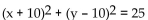 <strong>Write the equation of the circle with the given center and radius. Center (-10, 10), radius </strong> A) B) C) D)