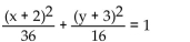 <strong>Solve the problem. Find the equation of the ellipse, if (-8, -3) and (4, -3) are the endpoints of the major axis and (-2, -7) and (-2, 1) are the endpoints of the minor axis.</strong> A) B) C) D)