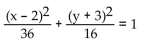 <strong>Solve the problem. Find the equation of the ellipse, if (-8, -3) and (4, -3) are the endpoints of the major axis and (-2, -7) and (-2, 1) are the endpoints of the minor axis.</strong> A) B) C) D)