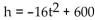 Solve the problem. -A person at the top of a 600 foot tall building drops a yellow ball. The height of the yellow ball is given by the equation where h is measured in feet and t is the number of seconds since the yellow ball was Dropped. A second person, in the same building but on a lower floor that is 312 feet from the ground, drops a White ball 3 seconds after the yellow ball was dropped. The height of the white ball is given by the equation where h is measured in feet and t is the number of seconds since the yellow ball was Dropped. Find the time that the balls are the same distance above the ground and find this distance.