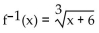 <strong>Determine whether the given function is one-to-one. If it is one-to-one, find its inverse function. f(x) = x3 + 6</strong> A) B) C) D) not a one-to-one function