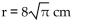 <strong>Solve the problem. The area of a circle is found by the equation If the area A of a certain circle is 64π square centimeters, find its radius r.</strong> A) B) C) r = 8 cm D)