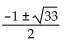 <strong>Solve the equation by the quadratic formula. + x - 4 = 0</strong> A) B) C) D)
