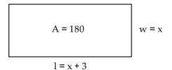 <strong>Solve the problem. The area of a rectangle is given. Find the length and width of the rectangle. </strong> A) w = 11; l = 16 B) w = 13; l = 16 C) w = 11; l = 14 D) w = 12; l = 15