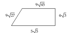 Find the area of the figure in radical form with the radicals simplified. -