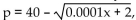 Solve the problem. -A publisher determines that how many books they sell depends on the price of the book. The demand function representing this is where p represents the price per book in dollars, and x represents the Number of books sold. If the publisher wants to sell 9,000,000 copies of the book, what price must they charge?