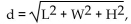 Solve the problem. -A formula for the length of a diagonal from the upper corner of a box to the opposite lower corner is where L, W, and H are the length, width, and height, respectively. Find the length of the diagonal of the box if the length is 23 inches, width is 13 inches, and height is 9 inches. Leave your answer in Simplified radical form.