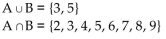<strong>Find A ᴗ B and A ∩ B for the sets A and B. A = {2, 3, 4, 5, 6}, B = {3, 5, 7, 9}</strong> A) B) C) D)