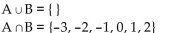 <strong>Find A ᴗ B and A ∩ B for the sets A and B. A = {-3, -2, -1}, B = {0, 1, 2}</strong> A) B) C) D)