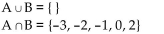 <strong>Find A ᴗ B and A ∩ B for the sets A and B. A = {-3, -2, -1}, B = {0, 1, 2}</strong> A) B) C) D)