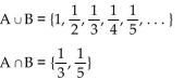 <strong>Find A ᴗ B and A ∩ B for the sets A and B. </strong> A) B) C) D) A
