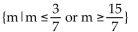 <strong>Find the solution set for the inequality. |7m + 9| + 8 ≤14</strong> A) B) C) D)