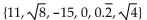 List all numbers from the given set that are members of the given Real Number subset. - Whole numbers