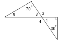<strong>Solve the problem. Find the measure of angle 5 in the figure shown. </strong> A) 60° B) 70° C) 50° D) 40°