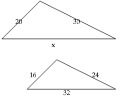 <strong>The figures are similar. Find the length of the side marked x. </strong> A) 38 B) 32 C) 50 D) 40