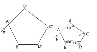 <strong>Pentagons ABCDE and A'B'C'D'E' are similar figures. Find the measure of the angle. </strong> A) 60° B) 130° C) 40° D) 50°