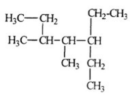 <strong>Which is the correct name for the molecule depicted below? </strong> A) 1,1,3-triethyl-2-methylbutane B) 1,1-diethyl-2,3-dimethylpentane C) 2,4-diethyl-3-methylhexane D) 3-ethyl-4,5-dimethylheptane E) None of these choices is correct.
