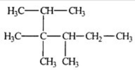 <strong>Which is the correct name for the molecule depicted below? </strong> A) 2-isopropyl-2,3,4-trimethylbutane B) 2-isopropyl-2,3-dimethylpentane C) 2,3,3,4-tetramethylhexane D) 1,1,2,2,3-pentamethylpentane E) None of these choices is correct.
