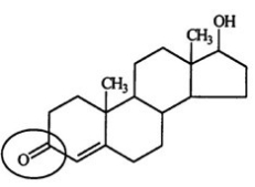 <strong>Testosterone is a hormone associated with masculine characteristics. Identify the functional group circled. </strong> A) Aldehyde B) Ketone C) Alcohol D) Ester E) Carboxyl