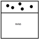 Below is a representation of a sealed chamber containing pure liquid water in equilibrium with water vapor. The circles represent water vapor. If a nonvolatile solute is added to the water, which best represents the new system at equilibrium?