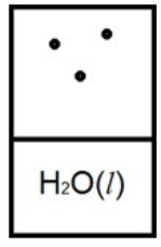 Below is a representation of liquid water in equilibrium with its water vapor in a rigid container at 35ºC. The circles represent water vapor. Which diagram below best represents liquid water in equilibrium with its water vapor at 70ºC? The heat of vaporization of water is 40.7 kJ/mol. (R = 8.314 J/K • mol)