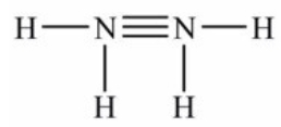 <strong>Hydrazine, N<sub>2</sub>H<sub>4</sub>, is a good reducing agent that has been used as a component in rocket fuels. Select its Lewis structure.</strong> A) B) C) D) E) None of the choices is correct.