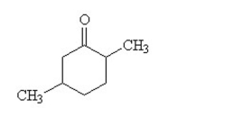 <strong>What is the IUPAC name for this compound? </strong> A)2,5-dimethylcyclohexanone B)1,4-dimethyl-2-cyclohexanone C)methylcyclohexanone D)1,4-dimethyl-3-cyclohexanone E)cyclohexyl methyl ketone