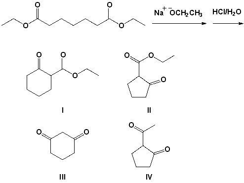 <strong>Which is the major product formed in the following reaction? </strong> A) I B) II C) III D) IV