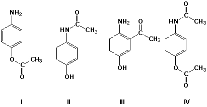 <strong>Which is the major product of the reaction of 4-aminophenol with 1 equivalent of acetic anhydride?  </strong> A) I B) II C) III D) IV <div style=padding-top: 35px> 