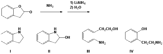 <strong>Which is the product from the following reaction?  </strong> A) I B) II C) III D) IV <div style=padding-top: 35px> 