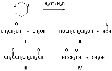 <strong>Which is the product of the following reaction? </strong> A) I B) II C) III D) IV