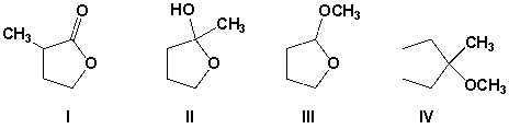 <strong>Which compound reacts with aqueous acid to give an aldehyde? </strong> A) I B) II C) III D) IV
