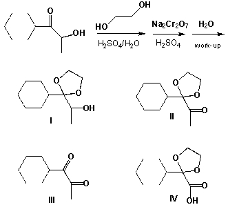 <strong>Which is the product of the following sequence of reactions? </strong> A) I B) II C) III D) IV