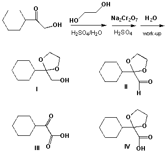 <strong>Which is the product of the following sequence of reactions? </strong> A) I B) II C) III D) IV
