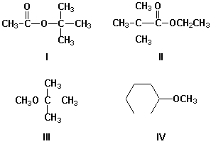 <strong>Which compounds show signal splitting in the <sup>1</sup>H-NMR spectrum? </strong> A) I, II B) III, IV C) I, III D) II, IV