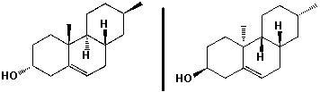 <strong>The molecules shown below are diastereomers. How do they differ in their 1H-NMR spectra? </strong> A) chemical shifts B) signal splitting C) integration D) none of the above