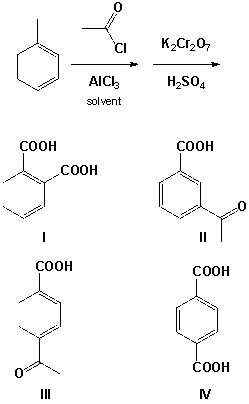 <strong>Which are the final reaction products (2), which are formed by the following sequence of reactions.?  </strong> A) I and II B) III and IV C) I and IV D) II and III <div style=padding-top: 35px> 