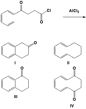 <strong>Which is the major product of the following reaction?  </strong> A) I B) II C) III D) IV <div style=padding-top: 35px> 