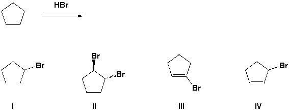 <strong>Which of the following halides is prepared from the following reaction? </strong> A) I B) II C) III D) IV