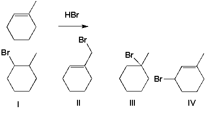 <strong>Which of the following halides is prepared from the following reaction? </strong> A) I B) II C) III D) IV