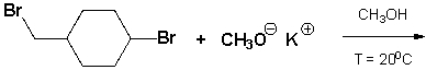 1-bromo-4-(bromomethyl)cyclohexane reacts with potassium methoxide in methanol. What is the chemical structure of the product that is formed at room temperature?