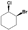 The name of the following compound is cis- (1R,2S)-1-chloro-2-bromocyclohexane.