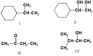 <strong>Which compounds contain stereocenters? </strong> A) I, II B) III, IV C) I, III D) II, IV