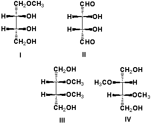 <strong>Which are meso compounds? </strong> A) I, II B) I, III C) II, III D) III, IV